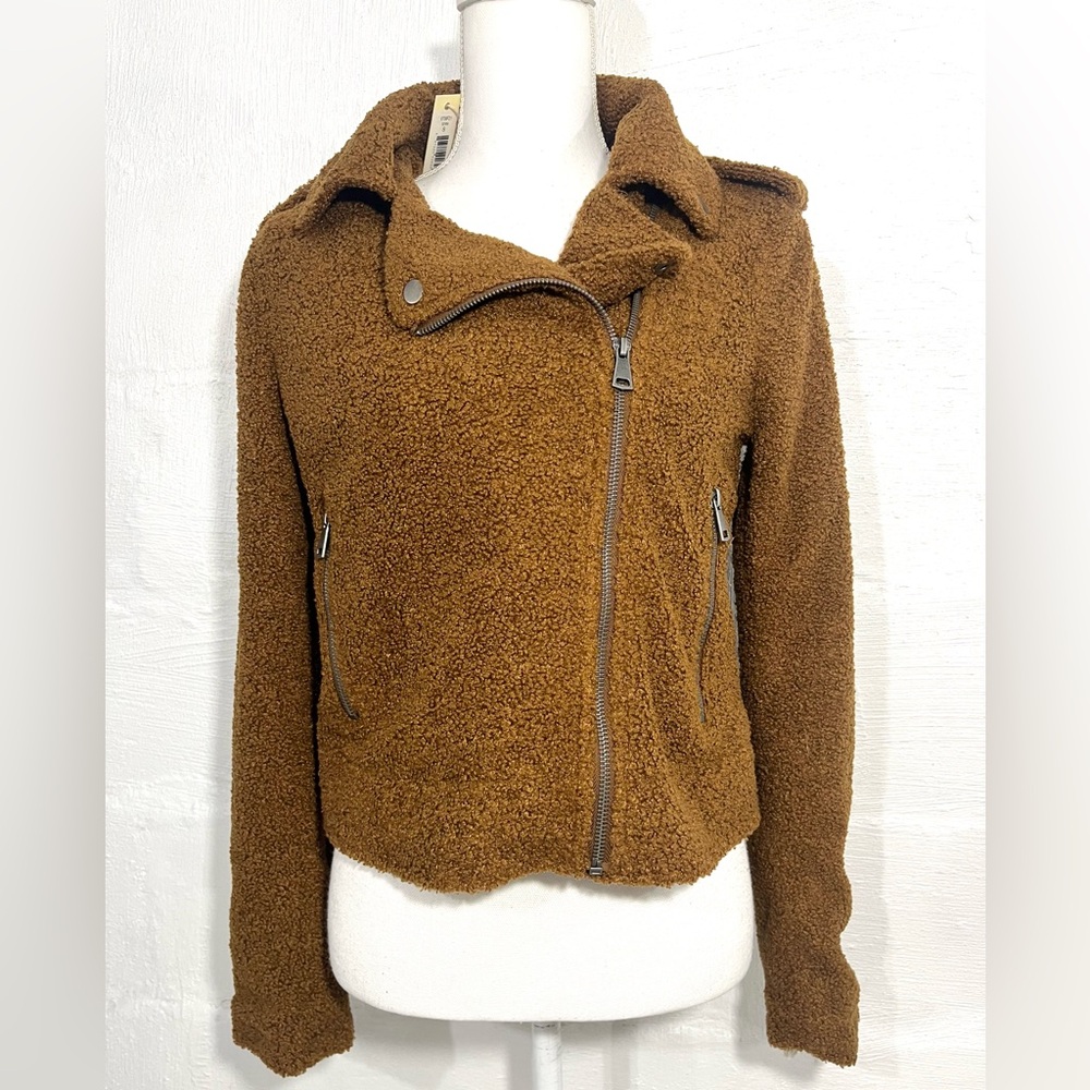 MAX STUDIO MOTO TEDDY FAUX FUR JACKET NEW WITH TAG